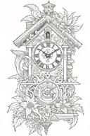 German cuckoo clock with edelweiss surrounding  tattoo design idea