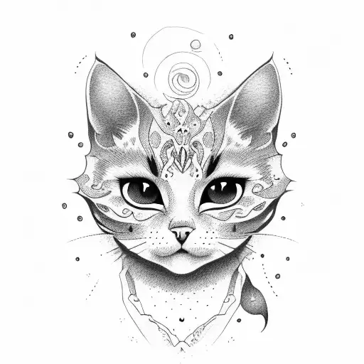 cute orange cat tattoo design idea