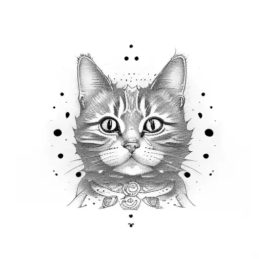 cute orange cat tattoo design idea