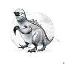 penguin in a dinosaur costume tattoo design idea