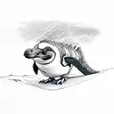 penguin in a dinosaur costume tattoo design idea