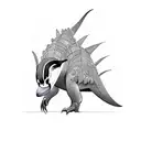 penguin in a dinosaur costume tattoo design idea