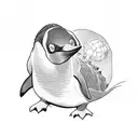 penguin in a dinosaur costume tattoo design idea