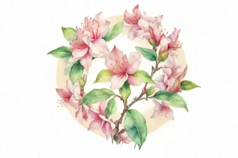 rhododendron and apple blossom tree tattoo design idea