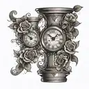 forex trading candlesticks with tear clock face and flowers  tattoo design idea