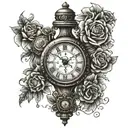 forex trading candlesticks with tear clock face and flowers  tattoo design idea