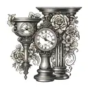 forex trading candlesticks with tear clock face and flowers  tattoo design idea