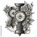 forex trading candlesticks with tear clock face and flowers  tattoo design idea