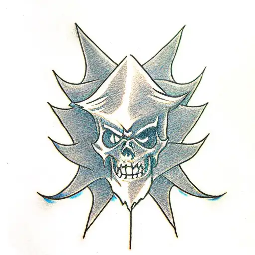 waist up of a evil wizard tattoo design idea