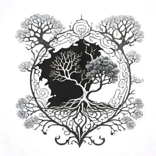 world tree tattoo design idea