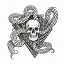 coffin with snakes wrapped tattoo design idea