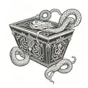 coffin with snakes wrapped tattoo design idea