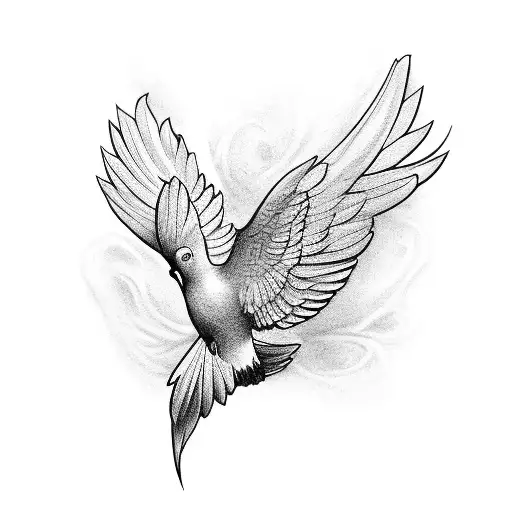 Twin dove with crown line art illustration tattoo design. | CanStock
