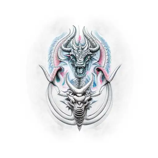 Taurus with dragon tattoo design idea