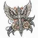 cross with wings tattoo design idea