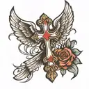 cross with wings tattoo design idea