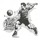A dynamic and powerful handball player in action, surrounded by motivational quotes in a bold font tattoo design idea