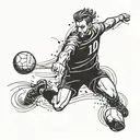 A dynamic and powerful handball player in action, surrounded by motivational quotes in a bold font tattoo design idea