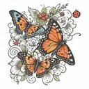 butterfly and ladybugs all tattoo design idea