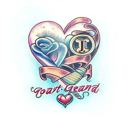 Heart with Grandma name  tattoo design idea