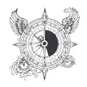 compass clock eye inside tattoo design idea