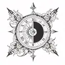 compass clock eye inside tattoo design idea