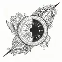 compass clock eye inside tattoo design idea