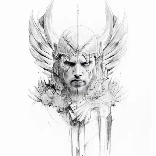 a man who makes a beast of himself gets rid of the pain of being a man,  bloody angel wings, broken halo tattoo design idea