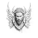 a man who makes a beast of himself gets rid of the pain of being a man,  bloody angel wings, broken halo tattoo design idea