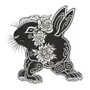 chinese new year rabbit in black and white  tattoo design idea