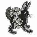 chinese new year rabbit in black and white  tattoo design idea