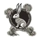 chinese new year rabbit in black and white  tattoo design idea