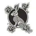 chinese new year rabbit in black and white  tattoo design idea