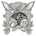 chinese new year rabbit in black and white with no background tattoo design idea