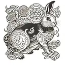 chinese new year rabbit in black and white with no background tattoo design idea
