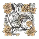 chinese new year rabbit in black and white with no background tattoo design idea