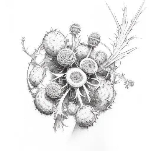 heather with thistle with forget me not tattoo design idea