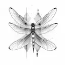 dragonfly with moon and heather tattoo design idea