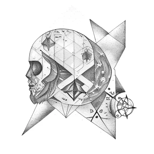 biker,traveller,compass,mountains,night star gazing  tattoo design idea