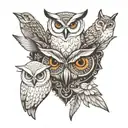 a Centurian, a white owl, a whale, and wolf eyes looking tattoo design idea