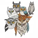 a Centurian, a white owl, a whale, and wolf eyes looking tattoo design idea