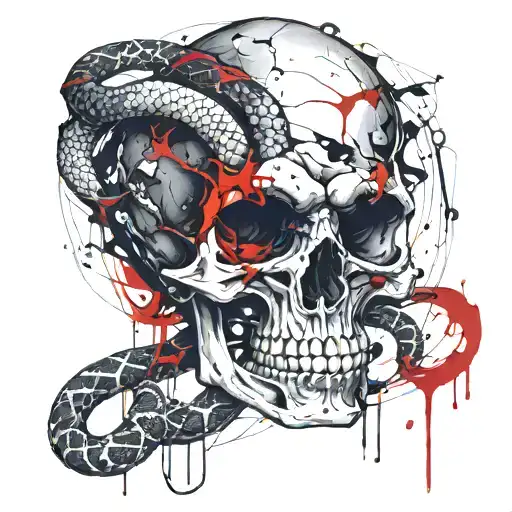 skull ,snake tattoo design idea