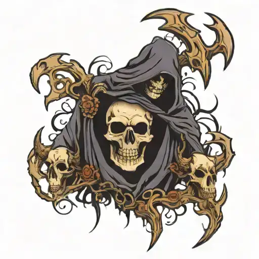 grim reaper with moose skull head  tattoo design idea