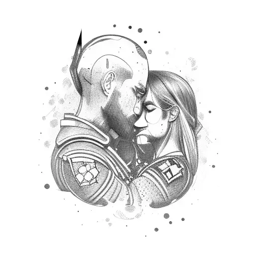 soldiers hugging  tattoo design idea