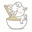 a cute piglet eating ramen noodle bowl tattoo design idea