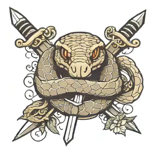 snake wrapped around a sword  tattoo design idea