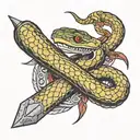 snake wrapped around a sword  tattoo design idea