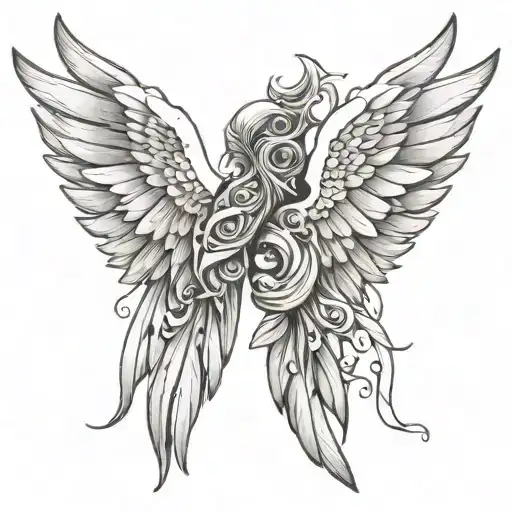 wings with mom and dad  tattoo design idea