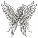 wings with mom and dad  tattoo design idea