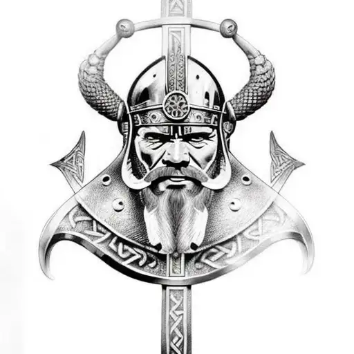 Viking armor, runes, Viking face tattoo design idea